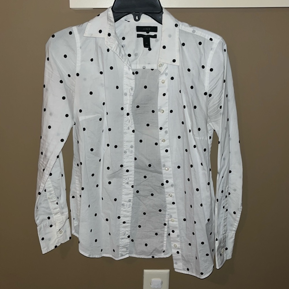 J. Crew polka dot button up shirt